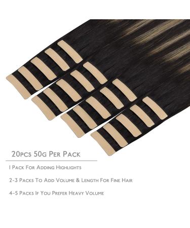 Premium If-of-hearted Tape Extensions - 20PCs 55cm Balayage Natural Black to Hellblond Remy Real Hair - Invisible Skin Weft 22 Inch Silky Straight - Buy Online on GoSupps.com