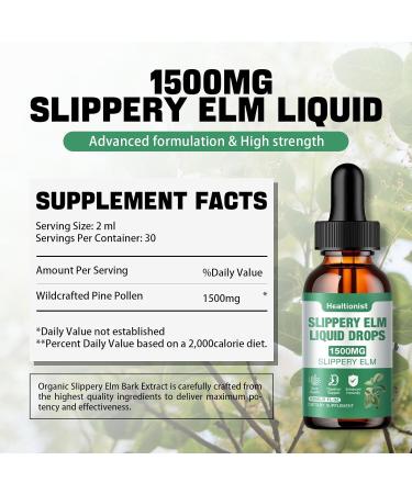 2 Pack Organic Slippery Elm Liquid Tincture 1500MG - Digestive & Immune Support Vegan Alcohol & Sugar Free - 4 Fl Oz - Buy Online on GoSupps.com