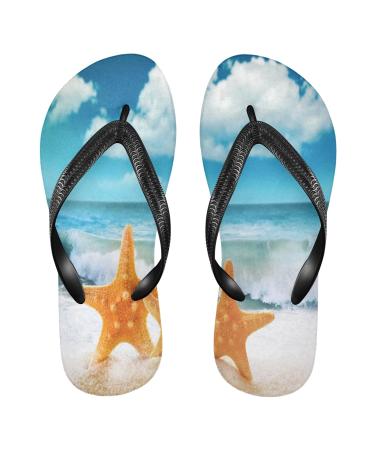 Mnsruu Sea Ocean Wave Seestern Sand Beach Summer Flop Flops Flip Sandals Home Home Hotel Spa Bedroom Travel Xs For Men Women X Small