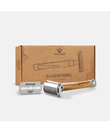 Ecoroyal olive wood razor plane women & men incl. 10 Ecoroyal razor blades |Plastic -free wet razor |Security razor |Zero waste razor ladies