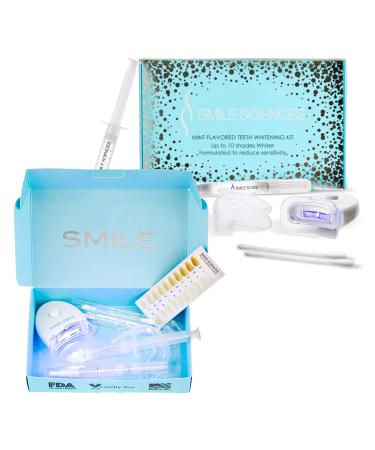 Smile Sciences Teeth Whitening Kit for Whiter and Brighter Smile with 5X LED Light Tooth Whitener Gel Syringes  Mouth Trays and Teeth whitening Pen (Peppermint Kit)