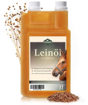 Martenbrown Cold-Pressed Flaxseed Oil 1 Litre for Horses and Dogs | First Pressed | 100% Pure Dosing Bottle No Additives | Food Supplement for Dry Food Canned Food