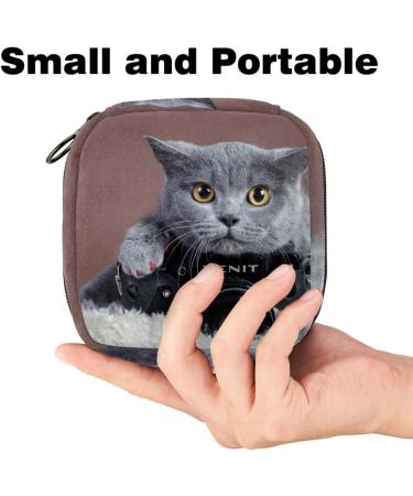 Menstrual Pad Bag with Zipper | Gray Cat Ladies Napkin Pouch | Tampon Collection Bag for Women & Girls - Shop Now! - Buy Online on GoSupps.com