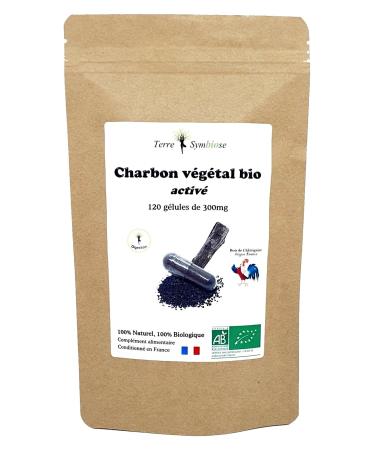 Organic Activated Vegetable Charcoal - Active - 120 Capsules of 330mg - French Chestnut Wood