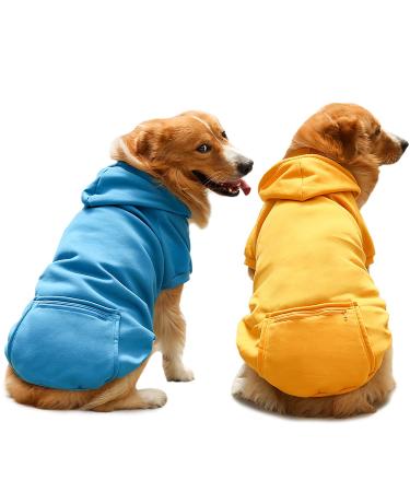 Dog Hoodie 2 Pieces Dog Hoodie Sweater with Hat and Pocket Warm and Soft Dog Sweaters for Small Medium Dogs Winter Pet Dog Puppy Hoodies Sweatshirt Cold Weather Dog Coat Clothes for Boys or Girls X-Small (1.1-3.3lbs) Blue & Yellow