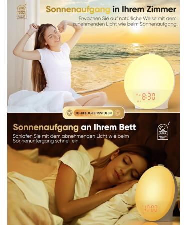 RGB Dynamic Light Alarm Clock - Sunrise Simulation 14 Colors 7 Natural Sounds Dual Alarms & Slumber Function - International Shipping - Buy Online on GoSupps.com