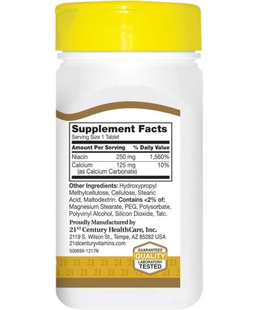 21st Century Niacin 250mg Tablets 110-Count - Pack of 2 | Boost Heart Health & Circulation - Best Price - Buy Online on GoSupps.com