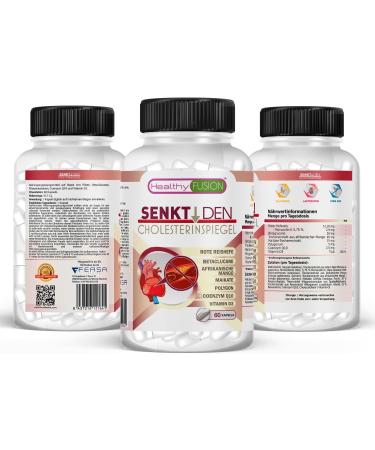 Powerful Cholesterol Treatment | Healthy Cholesterol Levels with Red Hefereis Coenzyme Q10 Resveratrol African Mango & Vitamin D | 60 Capsules - Buy Online on GoSupps.com