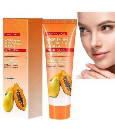 Papaya Whitening Deep Exfoliator Facial Scrub Exfoliating Cleanser Papaya Whitening Peeling Gel Whitening Brightening Exfoliating Peeling Gel for Women Girls for All Skin Types 100ml