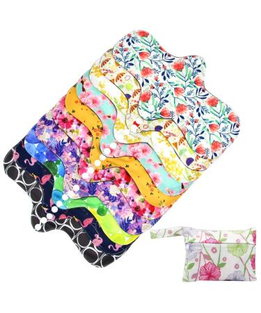 Asenappy Reusable Menstrual Pads - Bamboo Charcoal Menstrual Cloth Pads | Heavy Incontinence Pads | Reusable Sanitary Pads - Pack of 5, 1 Cloth Mini Wet Bag 5xlround