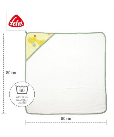 Fehn Dino Bathing Towel for Babies & Toddlers | Hooded Terry Towel - 80x80 cm | Cute Dinosaur Design - Buy Online on GoSupps.com