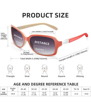 JM Classic Bifocal Reading Glasses - Stylish Square Gradient Sunglasses for Women - Red 1.5x - Buy Online on GoSupps.com