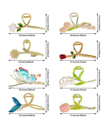 8 Pcs Metal Flower Hair Claw Clips - Gold Tulip Hair Clip Set for Women with Strong Hold - Fashion Hair Accessories for Thin Thick Long Curly Hair - Buy Online on GoSupps.com