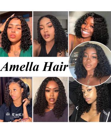 Amella Hair Short Deep Wave Bob Wig 10 Brazilian Virgin Human Hair Lace Closure Curly Bob Wig - Natural Color - 8A Grade - Pack of 1 - Buy Online on GoSupps.com