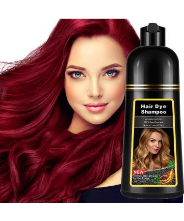 Instant Wine Red Hair Dye Shampoo for Gray Hair 3 in 1 Natural Wine Red Hair Shampoo for Women Men Black Colors 100% Coverage Herbal Ingredients Long Lasting Effect Black Hair Dye 16.9 Fl Oz