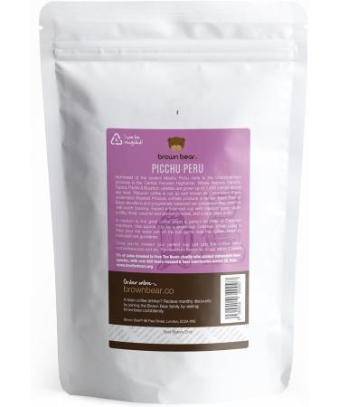 Picchu Peru Peruvian Medium Roast Ground Coffee 227g - French Press, Filter, Drip V60 Aeropress - Brown Bear Coffee - Strength 3 - Donation to Free The Bears - Buy Online on GoSupps.com