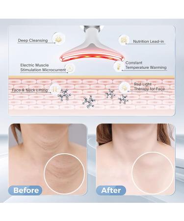 7 Color LED Red Light Therapy Face & Neck Rejuvenation Device for Skin Tightening - Glossy White - Buy Online on GoSupps.com