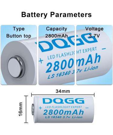 16340 Rechargeable Battery 2800mAh 3.7V Li-ion - 4 Pack for Headlamp & Flashlight | International Shipping - Buy Online on GoSupps.com