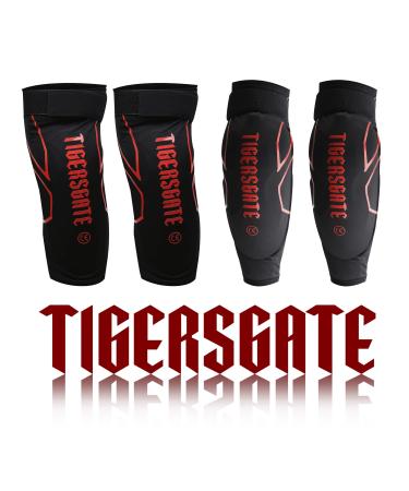 TIGERSGATE 4 Pcs Cycling Elbow and Knee Pads Protection Skating Shin Guards for Men and Women