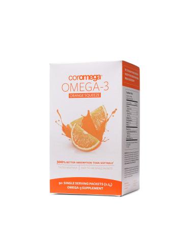 Coromega Omega-3 Orange Squeeze 90 Packets 2.5 g Each