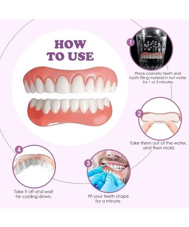 2 PCS Fake Teeth Veneers for Women and Men - Temporary Dental Veneers for Tooth Repair - Upper and Lower Jaw Protection - Bright White Smile - Buy Online on GoSupps.com