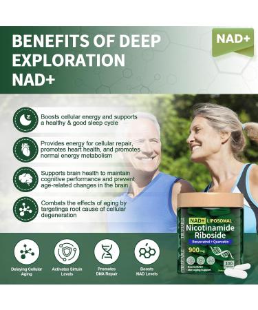 Yolopim NAD Supplements for Women and Men, Liposomal Nicotinamide Riboside 900mg, NAD Resveratrol Supplement, Quercetin, High Purity NAD+ Supplement for Anti-Aging, Energy-80 Capsules - Buy Online on GoSupps.com