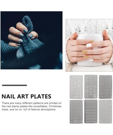 Minkissy 6Pcs Christmas Nail Art Stamper - Metal Snowflake Nail Stamp Plates for DIY Winter Manicure | Perfect for Home Nail Studio - Multi-color Options - Buy Online on GoSupps.com