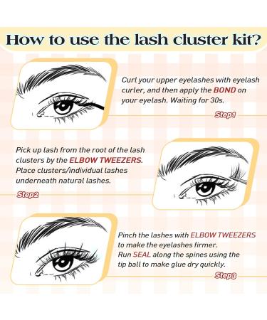 D.I.Y. Wispy D Curl Eyelash Extension Kit - 63Pcs Cluster Lashes with Waterproof Bond & Seal, Tweezers Included | Goddvenus G-manga - Buy Online on GoSupps.com