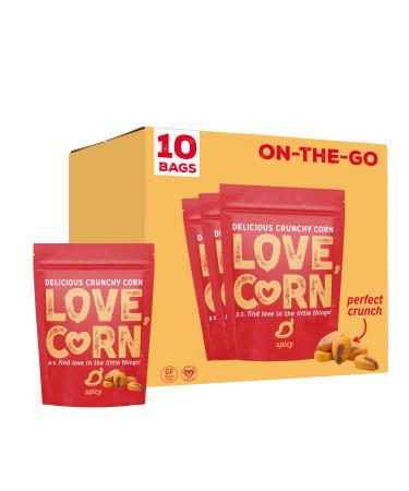 LOVE CORN Spicy Habanero Chilli | Delicious Crunchy Corn Natural Snack | 1.6oz x10 bags | Non-GMO Gluten-Free Plant Based Vegan Low-Sugar 1.6 Ounce (Pack of 10)