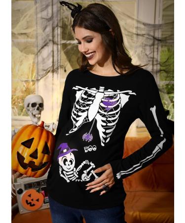 G and PL Halloween Women's Pregnancy Top Long Sleeve Maternity Funny Costume - Purple Skull Baby Design | Sizes S-XXL - Buy Online on GoSupps.com
