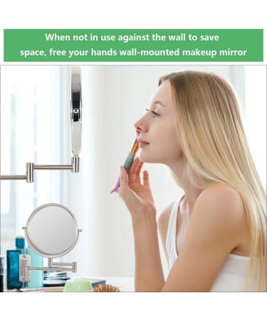 8 inch Retractable 360 Rotating Wall-Mounted Makeup Mirror | 10x Magnification | Decorative Brushed Nickel | Bathroom Swing Mirror - Buy Online on GoSupps.com