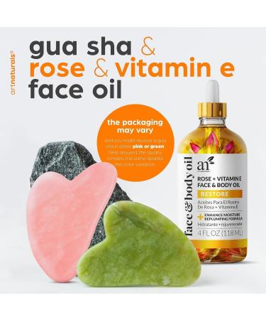 ArtNaturals Face & Body Vitamin E Bio Oil 4.0oz + Gua Sha Facial Tools Set - Organic Moisturizer Skincare for Scars, Stretch Mark, Cellulite & Nails - Great Massage oil for Massaging Joint & Muscle - Buy Online on GoSupps.com