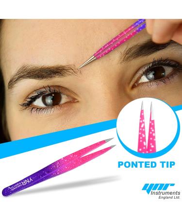 YNR Fine Point Slant Tweezers Women and Men Splinter Ticks Facial Chin Hair Brow and Ingrown Hair Removal Set Sharp Needle Nose Pluckers - Buy Online on GoSupps.com