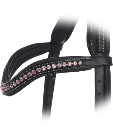ExionPro Curved Padded Bling Crystal Leather Browband for Horse Bridles | Light Rose & Light Amethyst Crystal Decorated English Dressage Browband | Full Size Havana (Choco Brown) - Buy Online on GoSupps.com