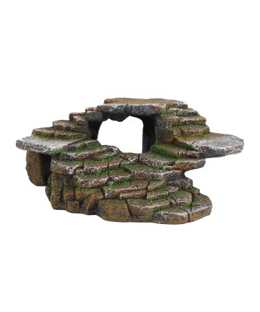 Penn-Plax Reptology Shale Step Ledge for Aquariums & Terrariums, Adds Hiding Spots, Swim Throughs, Basking Ledges for Fish, Reptiles, Amphibians, and Small Animals Medium