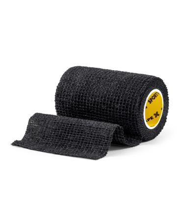 SPORTTAPE Self-Adhesive Football Sock Tape | 7.5cm x 4.5m - Black | Cohesive Bandage - Pet Bandage Vet Wrap for Dogs Horses | Compression Bandage Shin Pad Tape Football Ankle Tape - Single Roll Black 7.5x450 cm (Pack of 1)