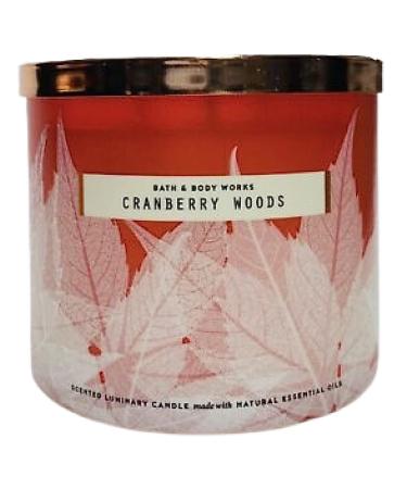 Bath & Body Works White Barn 3-Wick Candle w/Essential Oils - 14.5 oz - 2021 Autumn! (Cranberry Woods)