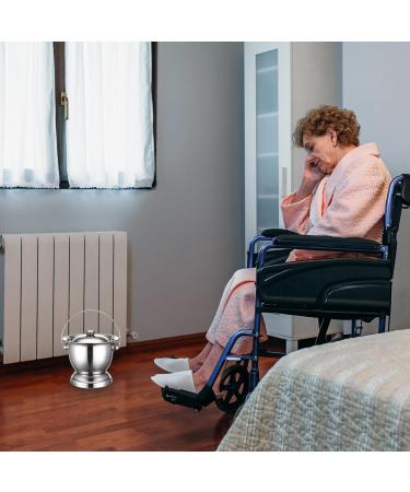 Chamber Pot with Lid 3.3L Stainless Steel Bedside Commode Bucket Potable Spittoon Metal Bedpan Urine Pots for Kids Adults Elder Patient Home Camping Car Travel - Buy Online on GoSupps.com