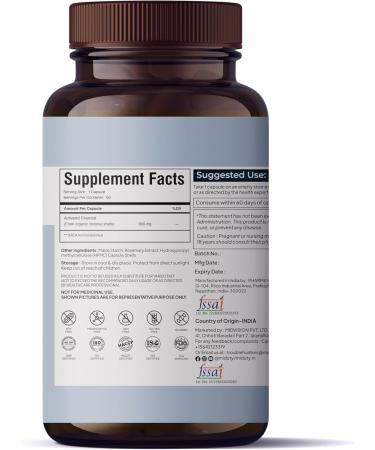 Miduty by Palak Notes Activated Coconut Charcoal - Coconut Shells - Microporous - Gluten Free - Non-GMO - 60 Capsules - Buy Online on GoSupps.com