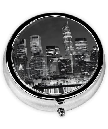 New York Paintings Mini Round Pill Box | 3 Compartment Travel Organizer | Portable Medicine Case for Home & Office - Buy Online on GoSupps.com