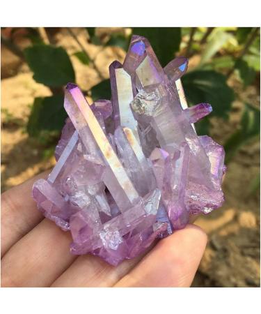 Crystal Hole Crystals 1pc 40g-46g Beautiful Purple Flame Aura Quartz Crystal Cluster Specimen Crystal Hole - Buy Online on GoSupps.com