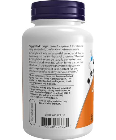 Now Foods L-Phenylalanine 500 mg | 120 Veg Capsules - Premium Amino Acid Supplement - Buy Online on GoSupps.com