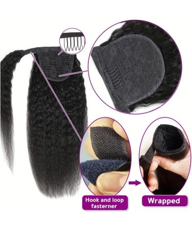Hair Piece Kinky Straight Ponytail Human Hair Straight Ponytail Extension For Women 10-30In Magic Paste Wrap Around Ponytail Hair For Women(26inches) - Buy Online on GoSupps.com