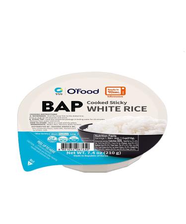 Chung Jung One O'Food BAP, Instant Cooked Sticky White Rice, Ready to Eat, Microwavable & Gluten-Free, Pack of 12