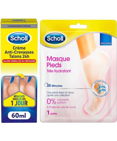 Dr. Scholl's SCHOLL Anti-Cracked Heel Cream + Moisturizing Foot Mask with Coconut Oil
