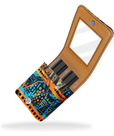 Travel Lipstick Organizer Case - Portable Makeup Bag with Mirror | Flower Africa Boho Design - Buy Online on GoSupps.com