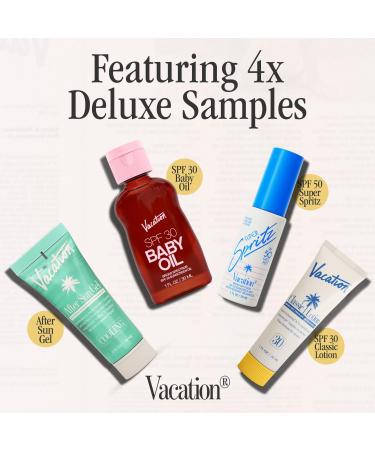 Vacation Sun Belt Sampler Bag | Mini Baby Oil SPF 30 Super Spritz SPF 50 Mist Classic Lotion SPF 30 After Sun Gel & Fanny Pack - International Shipping Available - Buy Online on GoSupps.com