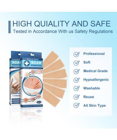 Silicone Scar Sheets - Reusable & Effective for Scar Removal - Pack of 6 Silicone Removal Strips for Surgical Scars, Keloids, C-Section, Tummy Tuck - Scar Tape - Buy Online on GoSupps.com