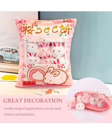 Cute Snack Pillow Bunny Plush Toy - Kawaii Rabbit Pudding Pillow with Removable Bunny Dolls - Creative Gift for Kids - 8 Sakura Bunnies - Buy Online on GoSupps.com