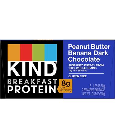 KIND Breakfast Snack Bar - Peanut Butter Banana Dark Chocolate - Gluten Free, 8g Protein - 1.76oz (6 Pack) - Buy Online on GoSupps.com